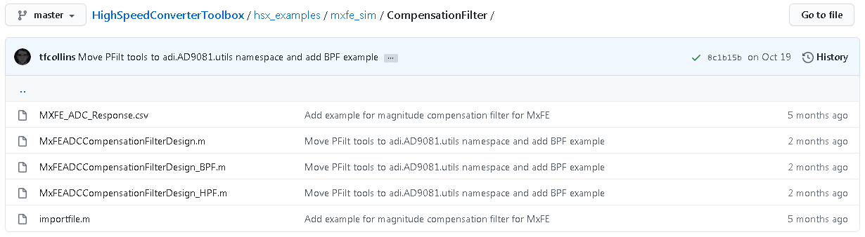 Compensation Filter Folder view under HighSpeedConverterToolBox 