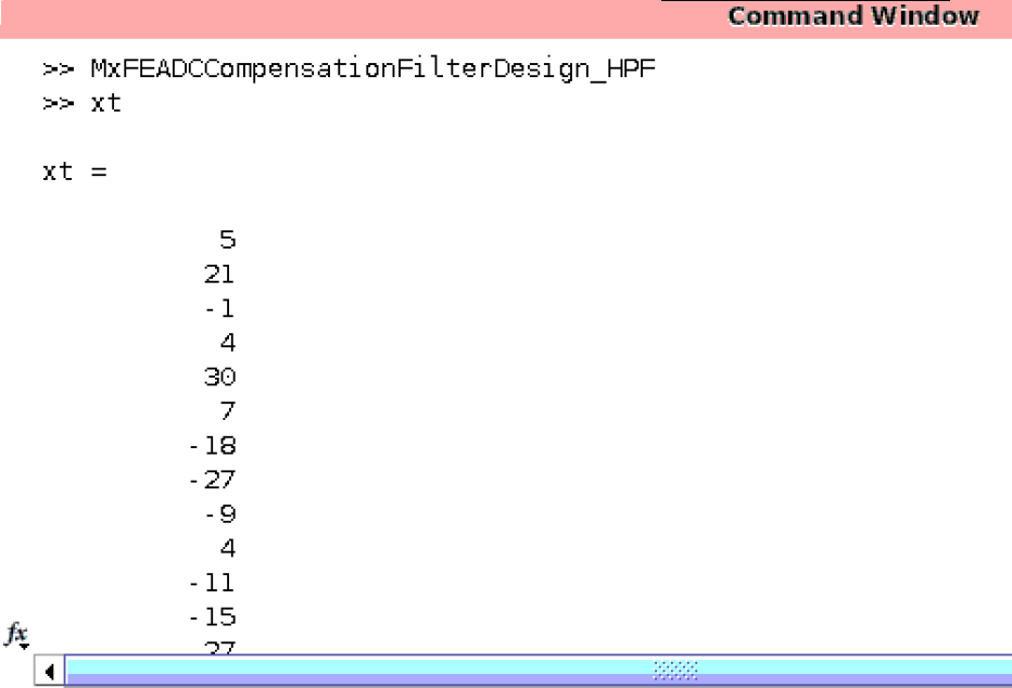 Coefficient values in Decimal format generated from the MATLAB code for the BPF 