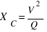 X_C = V^2 / Q