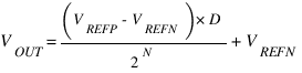 V_OUT = (V_REFP - V_REFN) * D/2^N + V_REFN