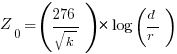 Z_{0} = (276/sqrt{k})*log(d/r)