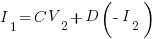 I_1 = C V_2 + D ( -I_2)