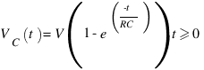 V_C(t) =V( 1- e^(-t/RC ))  t >= 0