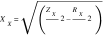 X_X = sqrt(Z_X/\2 – R_X/\2)